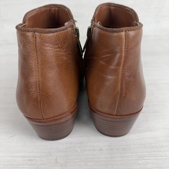 Sam Edelman Women 7 Petty Boots Brown Leather Bootie Block Low Heel Side Zip - Picture 7 of 14